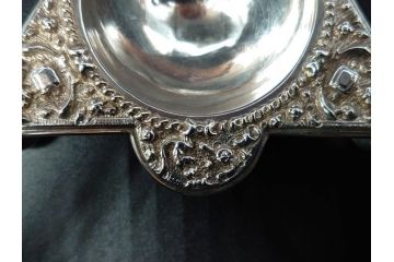1874年頃　銀細工師　チャールズ・フォックス　Charles Fox　スターリングシルバー　ソルトディッシュ&スプーン4個セット(塩入れ、箱入り、スプーン付き、SV925、STERLING SILVER)(R-074601)