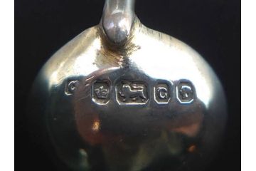 1874年頃　銀細工師　チャールズ・フォックス　Charles Fox　スターリングシルバー　ソルトディッシュ&スプーン4個セット(塩入れ、箱入り、スプーン付き、SV925、STERLING SILVER)(R-074601)