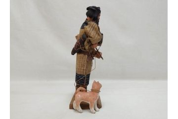 昭和レトロ　昭和30年代　アイヌ風俗土人形4体セット(民族工芸、置物、土産品、郷土玩具、民芸品、伝統工芸)(R-074602)