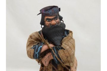 昭和レトロ　昭和30年代　アイヌ風俗土人形4体セット(民族工芸、置物、土産品、郷土玩具、民芸品、伝統工芸)(R-074602)