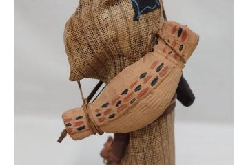 昭和レトロ　昭和30年代　アイヌ風俗土人形4体セット(民族工芸、置物、土産品、郷土玩具、民芸品、伝統工芸)(R-074602)