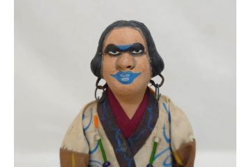 昭和レトロ　昭和30年代　アイヌ風俗土人形4体セット(民族工芸、置物、土産品、郷土玩具、民芸品、伝統工芸)(R-074602)
