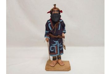 昭和レトロ　昭和30年代　アイヌ風俗土人形4体セット(民族工芸、置物、土産品、郷土玩具、民芸品、伝統工芸)(R-074602)