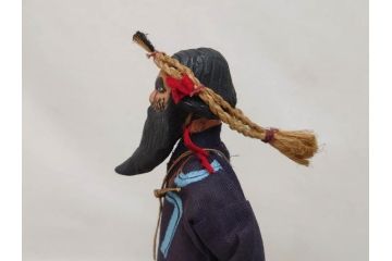 昭和レトロ　昭和30年代　アイヌ風俗土人形4体セット(民族工芸、置物、土産品、郷土玩具、民芸品、伝統工芸)(R-074602)