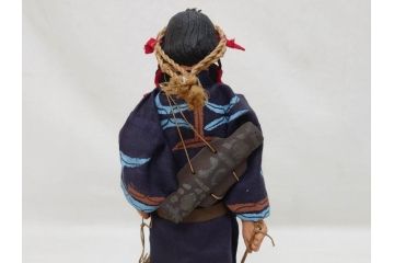 昭和レトロ　昭和30年代　アイヌ風俗土人形4体セット(民族工芸、置物、土産品、郷土玩具、民芸品、伝統工芸)(R-074602)