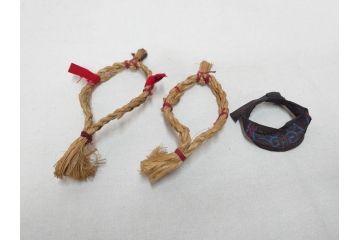 昭和レトロ　昭和30年代　アイヌ風俗土人形4体セット(民族工芸、置物、土産品、郷土玩具、民芸品、伝統工芸)(R-074602)