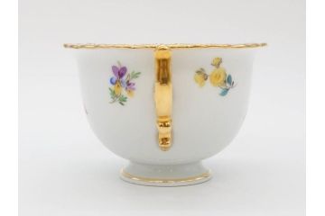 ドイツ　マイセン　Meissen　金彩　散らし小花　シェルエッジ　細やかな意匠に気品を感じるカップ&ソーサー(洋食器、C&S)(R-074603)