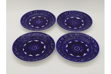 ARABIA FINLAND　Valencia (バレンシア)　Ulla Procope(ウラ・プロコッペ)　約17cm　一つ一つ丁寧に絵付けされた意匠が美しいプレート4枚セット(アラビア、フィンランド、北欧食器、洋食器、皿)(R-074604)