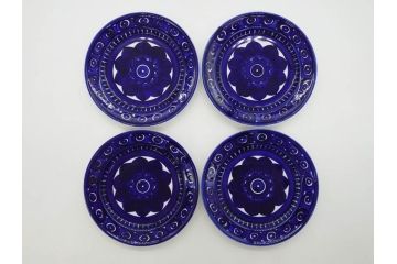 ARABIA FINLAND　Valencia (バレンシア)　Ulla Procope(ウラ・プロコッペ)　約17cm　一つ一つ丁寧に絵付けされた意匠が美しいプレート4枚セット(アラビア、フィンランド、北欧食器、洋食器、皿)(R-074604)