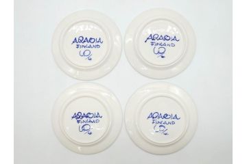 ARABIA FINLAND　Valencia (バレンシア)　Ulla Procope(ウラ・プロコッペ)　約17cm　一つ一つ丁寧に絵付けされた意匠が美しいプレート4枚セット(アラビア、フィンランド、北欧食器、洋食器、皿)(R-074604)