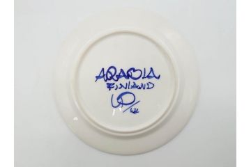 ARABIA FINLAND　Valencia (バレンシア)　Ulla Procope(ウラ・プロコッペ)　約17cm　一つ一つ丁寧に絵付けされた意匠が美しいプレート4枚セット(アラビア、フィンランド、北欧食器、洋食器、皿)(R-074604)