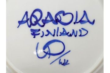 ARABIA FINLAND　Valencia (バレンシア)　Ulla Procope(ウラ・プロコッペ)　約17cm　一つ一つ丁寧に絵付けされた意匠が美しいプレート4枚セット(アラビア、フィンランド、北欧食器、洋食器、皿)(R-074604)