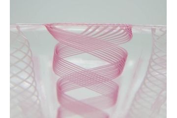 イタリア　ムラノガラス　ベネチアンガラス　レース柄　ピンク　美しく細やかな技法が目を惹くボウル(ムラーノガラス、菓子皿、深皿、鉢、サラダボウル、ヴェネチアンガラス)(R-074606)