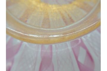 イタリア　ムラノガラス　ベネチアンガラス　レース柄　ピンク　美しく細やかな技法が目を惹くボウル(ムラーノガラス、菓子皿、深皿、鉢、サラダボウル、ヴェネチアンガラス)(R-074606)