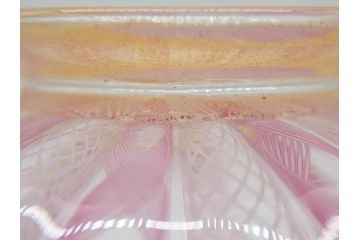 イタリア　ムラノガラス　ベネチアンガラス　レース柄　ピンク　美しく細やかな技法が目を惹くボウル(ムラーノガラス、菓子皿、深皿、鉢、サラダボウル、ヴェネチアンガラス)(R-074606)