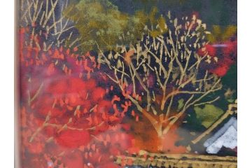 真作　画家　後藤純男　「秋映大和」(日本画、絵画、共シール、額装、箱付き)(R-074608)
