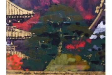 真作　画家　後藤純男　「秋映大和」(日本画、絵画、共シール、額装、箱付き)(R-074608)
