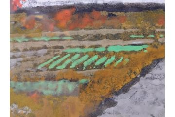 真作　画家　後藤純男　「秋映大和」(日本画、絵画、共シール、額装、箱付き)(R-074608)