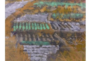 真作　画家　後藤純男　「秋映大和」(日本画、絵画、共シール、額装、箱付き)(R-074608)