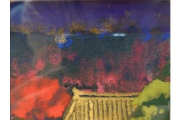真作　画家　後藤純男　「秋映大和」(日本画、絵画、共シール、額装、箱付き)(R-074608)