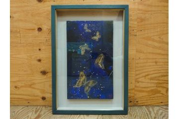 真作　現代日本画家　大竹寛子　「Psyche -gold butterfly- Vol.4」　M6(6号)(生命としての蝶、プシュケー、絵画、額装、共シール、箱付き)(R-074609)