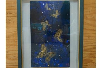 真作　現代日本画家　大竹寛子　「Psyche -gold butterfly- Vol.4」　M6(6号)(生命としての蝶、プシュケー、絵画、額装、共シール、箱付き)(R-074609)