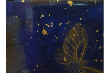 真作　現代日本画家　大竹寛子　「Psyche -gold butterfly- Vol.4」　M6(6号)(生命としての蝶、プシュケー、絵画、額装、共シール、箱付き)(R-074609)