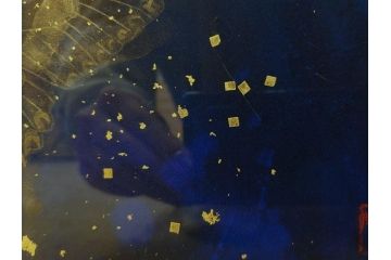 真作　現代日本画家　大竹寛子　「Psyche -gold butterfly- Vol.4」　M6(6号)(生命としての蝶、プシュケー、絵画、額装、共シール、箱付き)(R-074609)