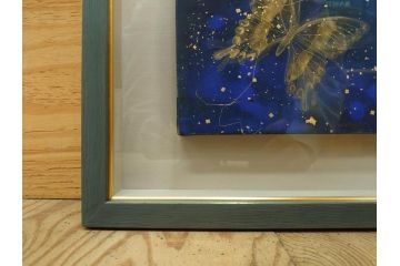 真作　現代日本画家　大竹寛子　「Psyche -gold butterfly- Vol.4」　M6(6号)(生命としての蝶、プシュケー、絵画、額装、共シール、箱付き)(R-074609)