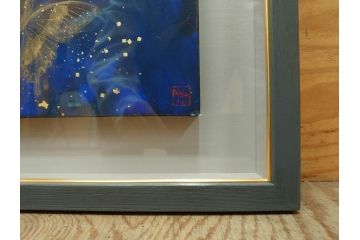 真作　現代日本画家　大竹寛子　「Psyche -gold butterfly- Vol.4」　M6(6号)(生命としての蝶、プシュケー、絵画、額装、共シール、箱付き)(R-074609)