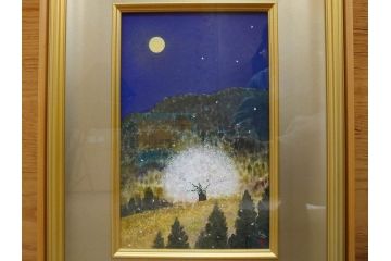【真作】 日本画家　木村圭吾　「丘の春 醍醐桜」　2002年制作　4号P(木村圭吾さくら美術館、絵画、額装、共シール、箱付き)(R-074610)