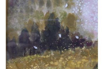 【真作】 日本画家　木村圭吾　「丘の春 醍醐桜」　2002年制作　4号P(木村圭吾さくら美術館、絵画、額装、共シール、箱付き)(R-074610)
