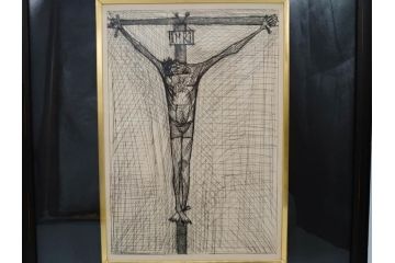 【真作】 ベルナール・ビュッフェ画伯　「マルドロールの詩」　オリジナル銅版画(ドライポイント)　1952年制作　限定125枚(LES CHANTS DE MALDOROR、ドゥ・ロートレアモン伯爵(COMTE DE LAUTREAMONT)著作、押画、額装)(R-074611)