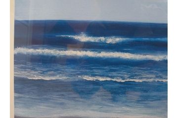 【真作】 加山雄三　サイン入り　4/100　リトグラフ(海、波、版画、額装、風景画)(R-074612)