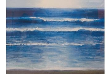 【真作】 加山雄三　サイン入り　4/100　リトグラフ(海、波、版画、額装、風景画)(R-074612)