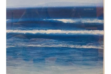 【真作】 加山雄三　サイン入り　4/100　リトグラフ(海、波、版画、額装、風景画)(R-074612)
