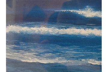 【真作】 加山雄三　サイン入り　4/100　リトグラフ(海、波、版画、額装、風景画)(R-074612)