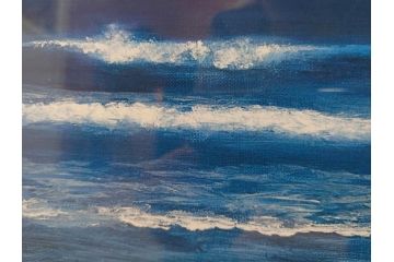 【真作】 加山雄三　サイン入り　4/100　リトグラフ(海、波、版画、額装、風景画)(R-074612)