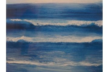 【真作】 加山雄三　サイン入り　4/100　リトグラフ(海、波、版画、額装、風景画)(R-074612)