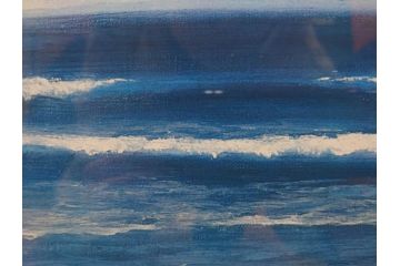 【真作】 加山雄三　サイン入り　4/100　リトグラフ(海、波、版画、額装、風景画)(R-074612)