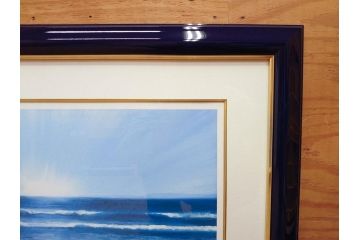 【真作】 加山雄三　サイン入り　4/100　リトグラフ(海、波、版画、額装、風景画)(R-074612)