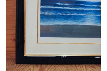 【真作】 加山雄三　サイン入り　4/100　リトグラフ(海、波、版画、額装、風景画)(R-074612)