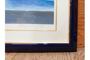 【真作】 加山雄三　サイン入り　4/100　リトグラフ(海、波、版画、額装、風景画)(R-074612)
