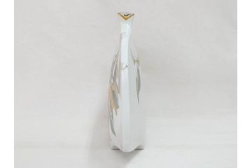 山田義明　九谷焼　色絵　高さ約24cm　美しい絵柄と色合いに魅了される扁壷(壺、鳥、共箱付き)(R-074613)