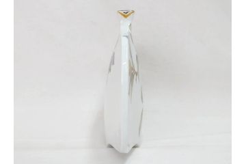 山田義明　九谷焼　色絵　高さ約24cm　美しい絵柄と色合いに魅了される扁壷(壺、鳥、共箱付き)(R-074613)