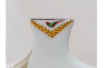 山田義明　九谷焼　色絵　高さ約24cm　美しい絵柄と色合いに魅了される扁壷(壺、鳥、共箱付き)(R-074613)