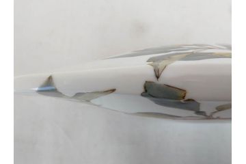 山田義明　九谷焼　色絵　高さ約24cm　美しい絵柄と色合いに魅了される扁壷(壺、鳥、共箱付き)(R-074613)