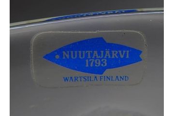 ビンテージ　Nuutajarvi　ヌータヤルヴィ　廃番　Pioni　ピオニ　大胆かつ繊細なデザインに魅了されるプレート&ボウルセット(シール有り、皿、ガラス、ヴィンテージ、北欧食器)(R-074616)