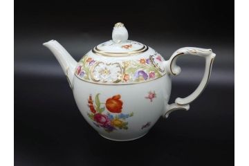 ドイツ　ドレスデン　シューマン ババリア　SCHUMANN BAVARIA　 金彩　フラワー　鮮やかな色合いと散りばめられた花たちが可愛らしいティーポット(洋食器)(R-074618)