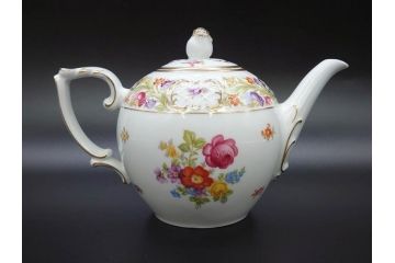 ドイツ　ドレスデン　シューマン ババリア　SCHUMANN BAVARIA　 金彩　フラワー　鮮やかな色合いと散りばめられた花たちが可愛らしいティーポット(洋食器)(R-074618)